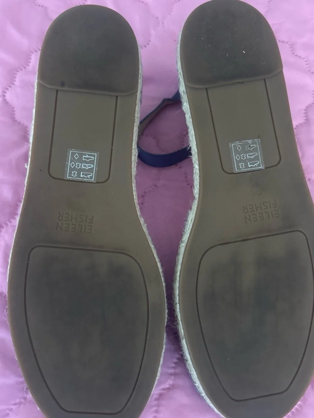 Eileen Fisher Blue Leather Espadrille Ankle-Strap Flats
